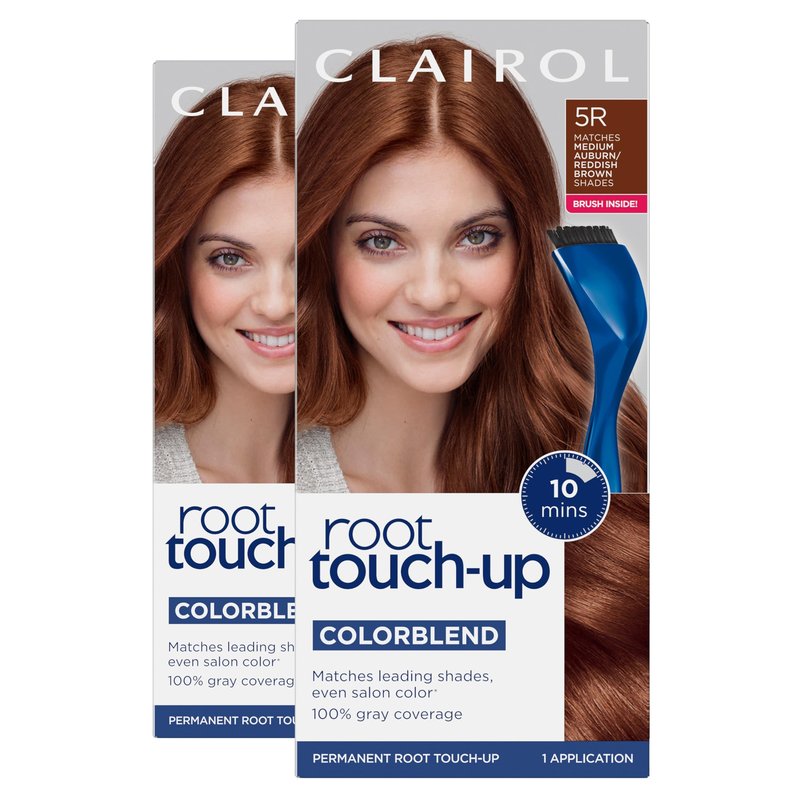 Clairol Root Touch-Up by Nice'n Easy Permanent Hair Dye, 5R Medium Auburn/Reddish Brown Hair Color| 100% Gray Coverage | Easy Brush Application | Matches Professional Salon Shades | Pack of 2