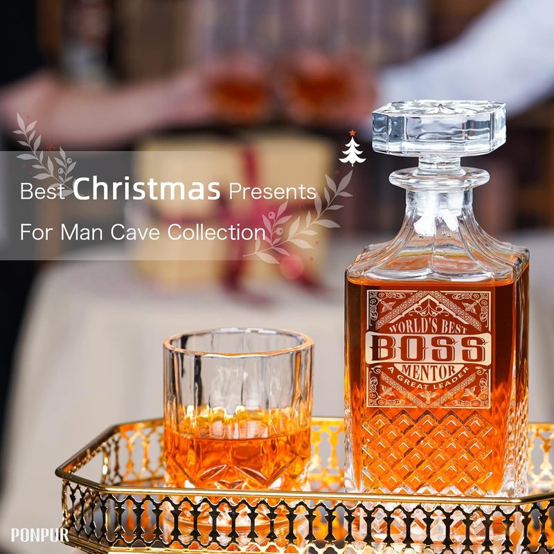 Decanter Set for Men - Elegant Whiskey Glasses & Stones | Perfect Boss Gift for Birthday, Farewell, or Christmas