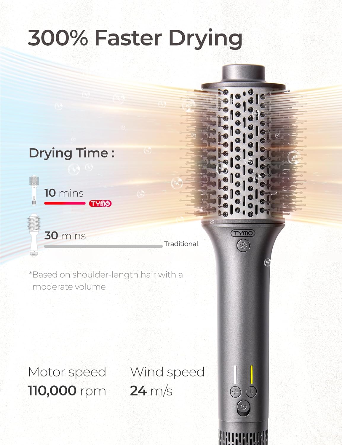 TYMO Hair Dryer Brush Blow Dryer Brush in One, Hot Air Brushes with 3 Barrels as Dryer Volumizer Straightener, Multi-Styler, 110,000 RPM High-Speed Motor Air Wrap, 200 Million Ions for Frizz-Free Hair