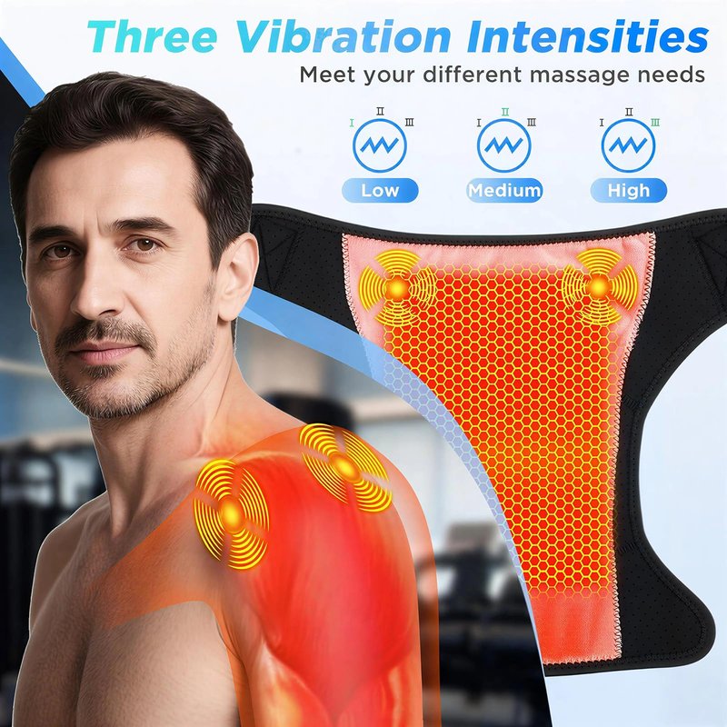 CBDYWVR Triple Method Shoulder Massager, 7 Temperature Levels & 3 Vibration Intensities, APP & Touch Control, 5000mAh Battery Long-Lasting Use, Adjustable Wrap for Shoulder Pain Relief (Black Upgrade)