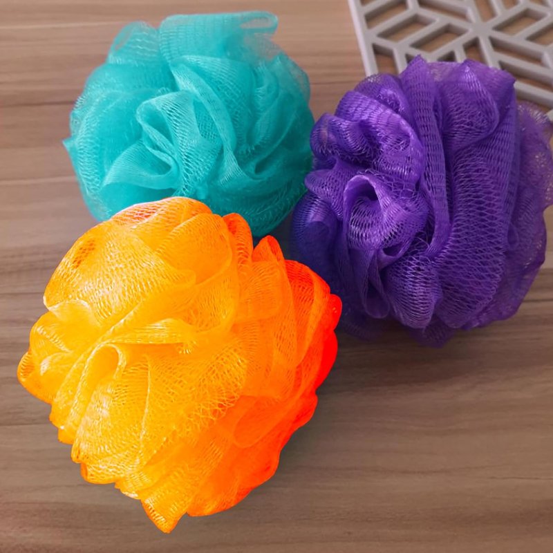 Mesh Loofah Sponges, 8-Pack Small Loofahs for Kids Colorful Sponges Mesh Pouf Resuable Shower Sponges Loofah Bath Ball Back (8 Pack)