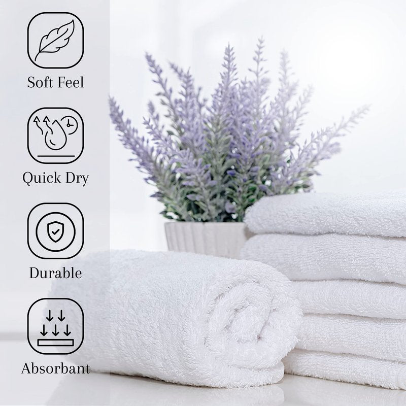 GOLD TEXTILES Premium White Washcloths Set - 300 Pack | 12x12 Inches - Ultra Soft, Highly Absorbent - Cotton Wash Cloths for Your Body - Machine Washable & Fingertips Towels (12 x 12, White - 300 Pcs)