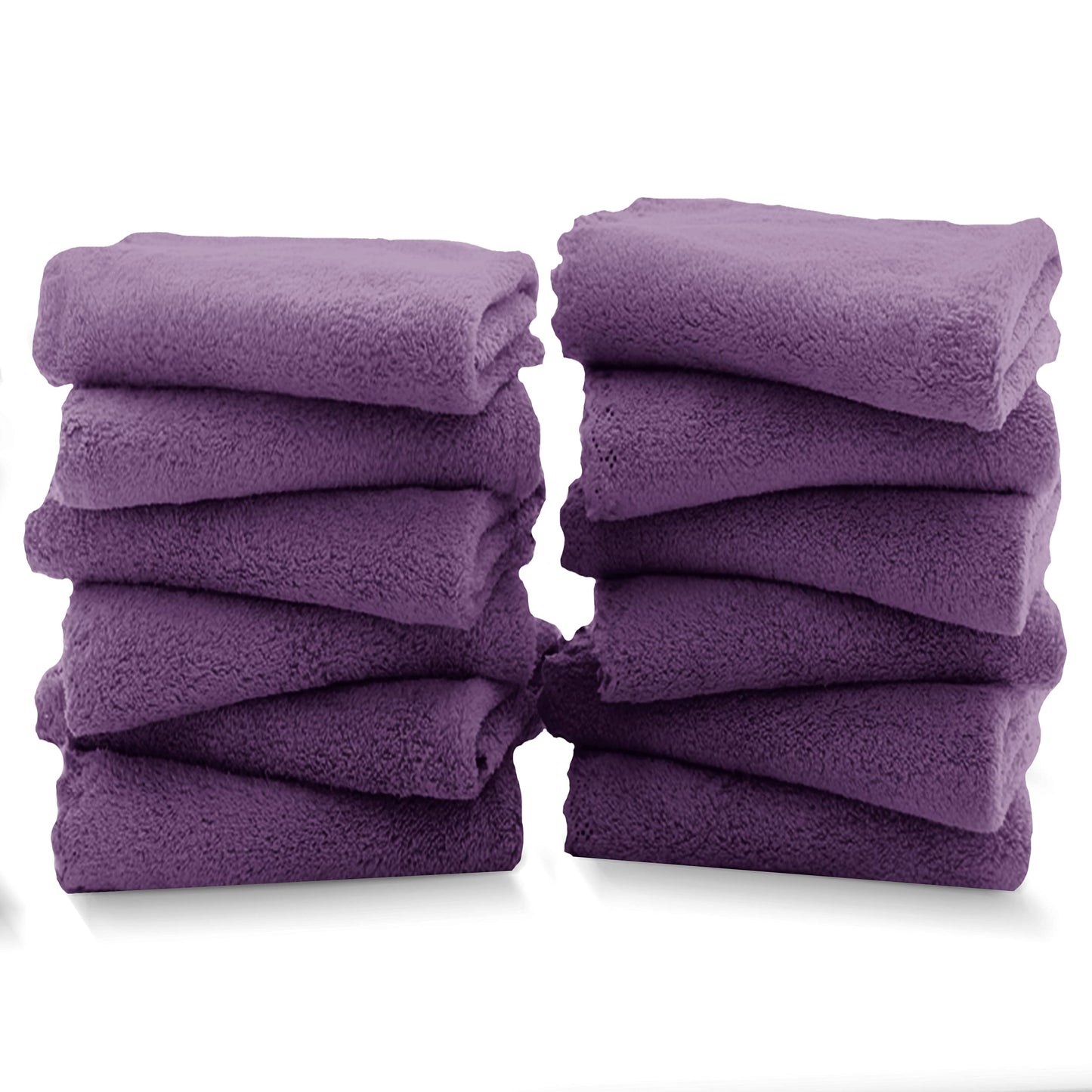 TENSTARS Silk Hemming Bath Towels for Bathroom Clearance - 27 x 55 inches - Light Thin Quick Drying - Soft Microfiber Absorbent Towel for Bath Fitness, Sports, Yoga, Travel, Gym - 2 Pack, Grape Purple