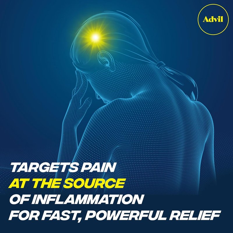 Advil Pain Reliever - Ibuprofen 200mg for Headache, Backache & Joint Pain Relief | 50 Coated Tablets