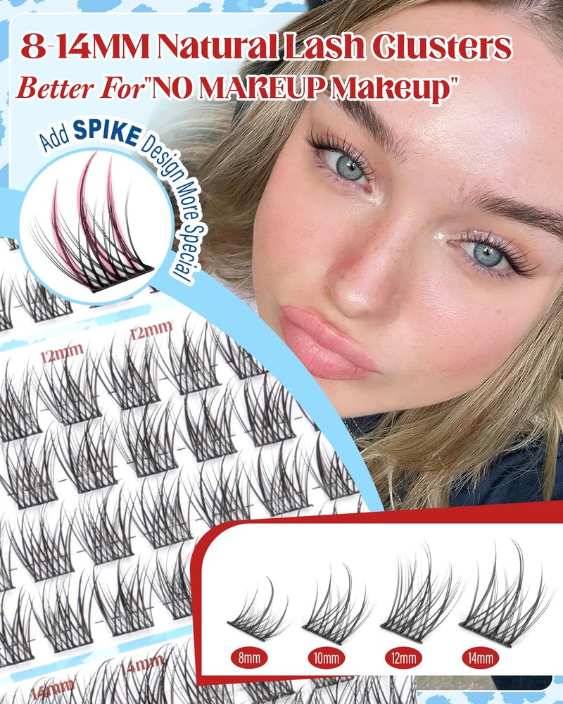 Natural Lash Clusters For “NO MAKEUP” Clean Girl Look Short C Curly Glasses Friendly Eyelash Clusters 8-10-12-14MM Anime Cluster Lashes Fairy Cluster Eyelash Extensions 168Pcs by Zegaine