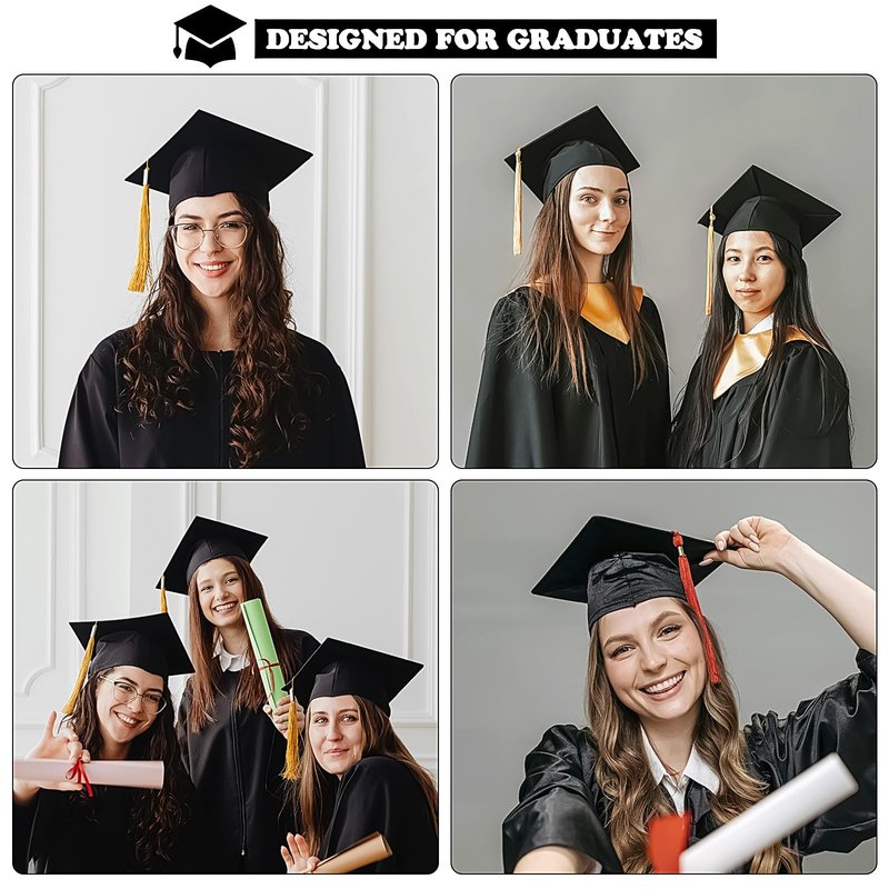 SeBneny Graduation Cap Headband Insert- Black 2 Pack Firm Anti-fall Hair Band, Graduation Hat Headband Holder for Secure Grad Cap And Hairstyle, Hat Accessories for Graduates, Students
