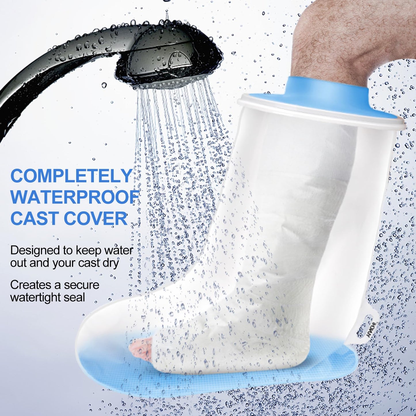 YUNCHI Waterproof Extra Wide Leg Cast Cover for Shower Adult After Surgery with Non-Slip Bottom, Extra Large Watertight Foot Cast Protector for Plus Size Adults Large Casts Surgery Shower Boots