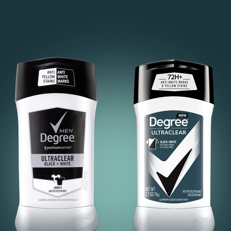 Degree Men UltraClear Antiperspirant Deodorant Black+White, Pack of 12, 72-Hour Sweat and Odor Protection Antiperspirant For Men With MotionSense Technology 2.7 oz