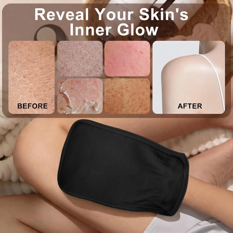 Vojriky 1PCS Durable Body Scrub, Dead Skin Remover & Body Scrubber Exfoliator, Body Exfoliating Gloves for Shower, washcloth exfoliating, exfoliating Glove for Smooth Skin (black)