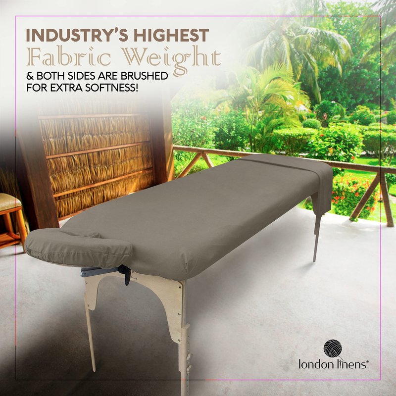 LONDON LINENS Soft Microfiber 3-Piece Massage Table Sheets - Super Lightweight, Stain and Wrinkle Resistant - Includes Table Cover, Fitted Sheet, and Face Rest Cover (walnut)