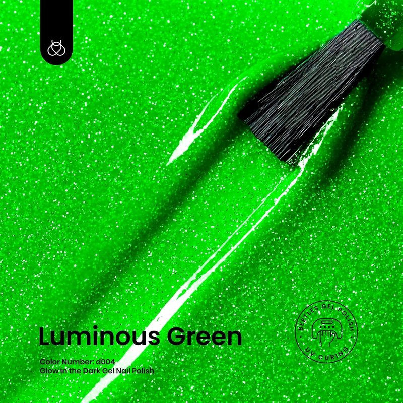 Beetles Gel Nail Polish - Luminous Green Glow in the Dark | Soak Off UV LED Nail Art 0.5oz