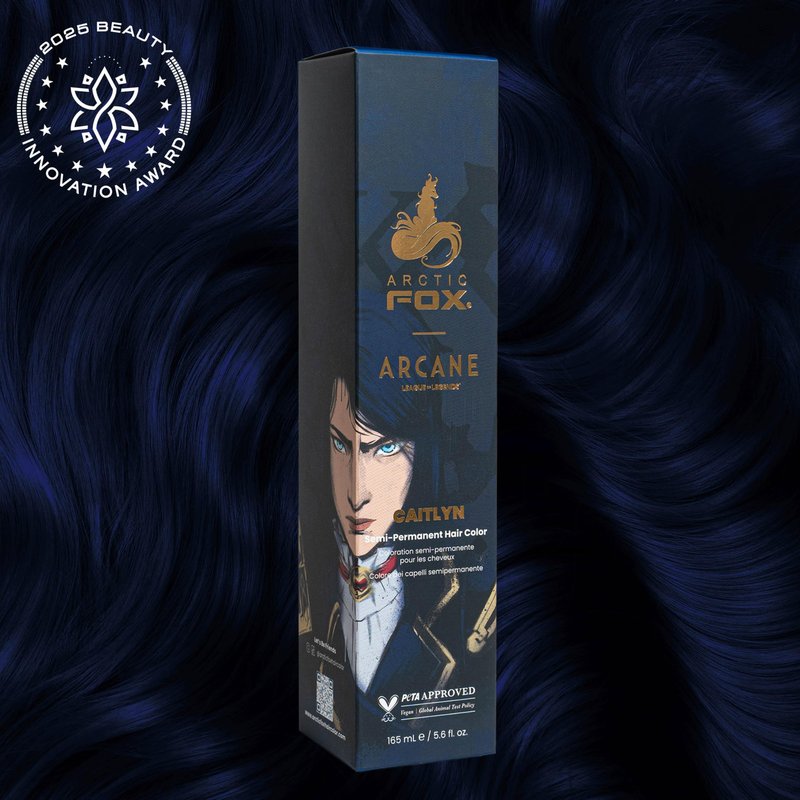 Arctic Fox x Arcane League of Legends Semi Permanent Hair Dye, Vegan & Cruelty Free, Ammonia Free, Fade-Resistant, Deep Navy Blue, For All Hair Types, 1 Pack, 5.6 oz, Caitlyn