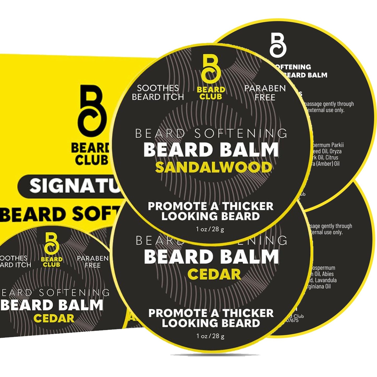 The Beard Club Cedar & Sandalwood Beard Balm - Leave-In Conditioner and Styling Wax for Beard Softening and Moisturizing - 2oz