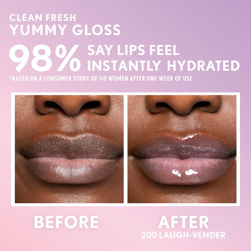 COVERGIRL Clean Fresh Yummy Lip Gloss, Sheer, Natural Scents, Vegan Formula - 200 Laugh-Vender, 0.33 fl oz