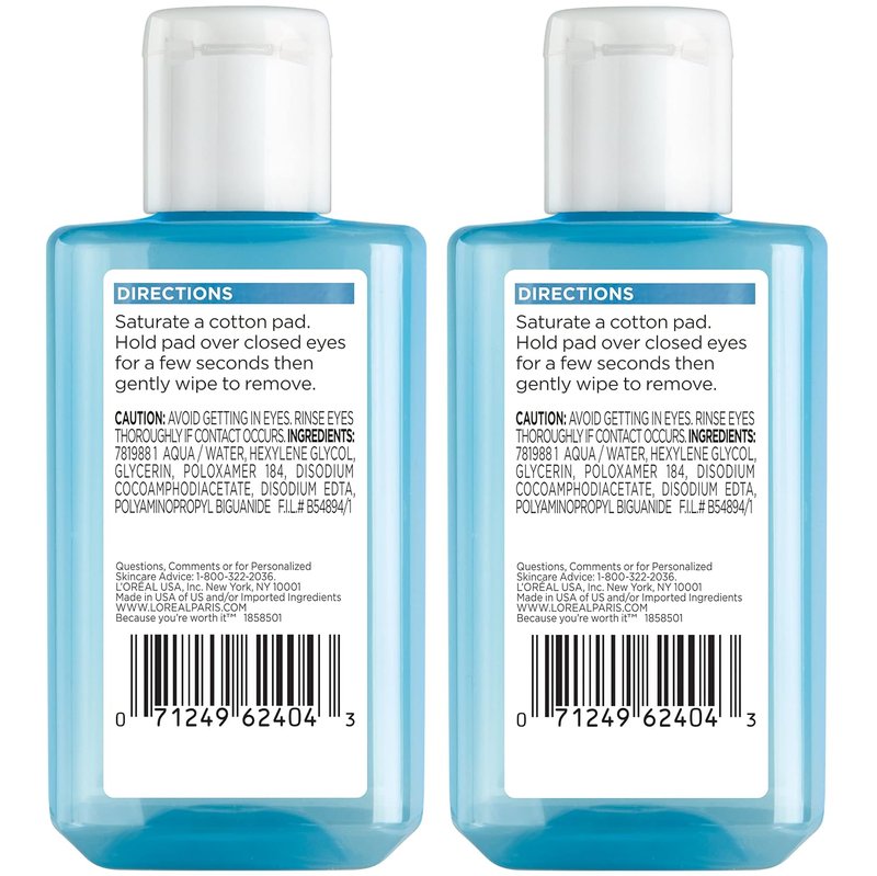L'Oreal Paris Eye Makeup Remover - Oil-Free Formula, 2-Pack
