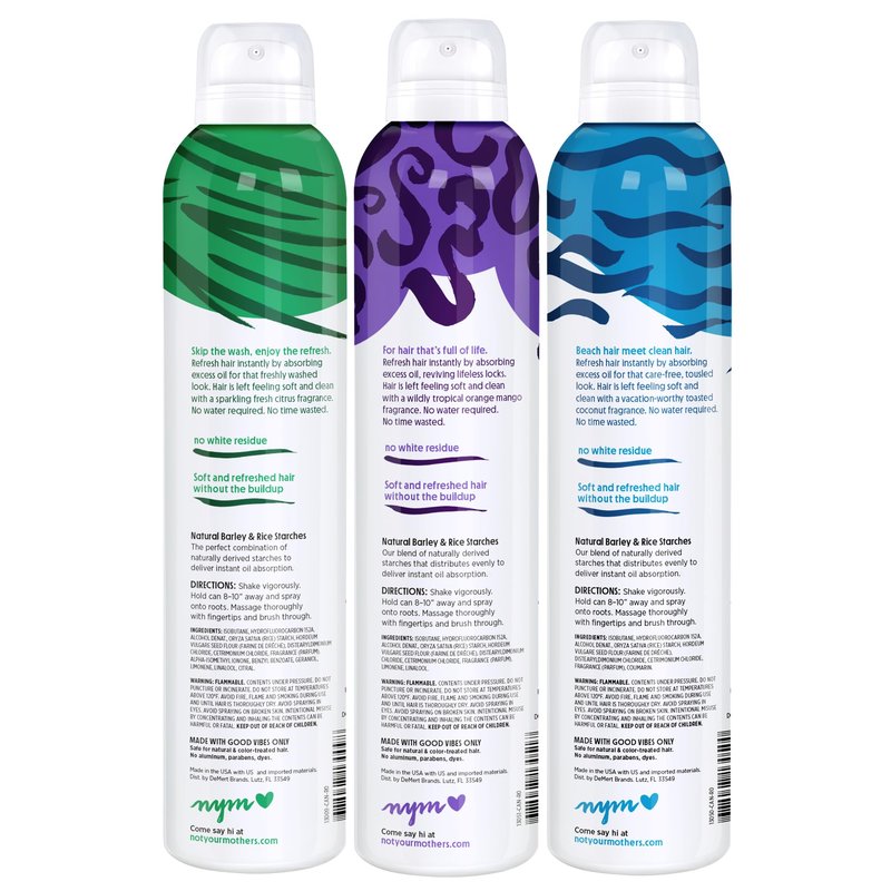 Not Your Mother's Dry Shampoo Assortment (3-Pack) - 7 oz - Clean Freak, Plump for Joy, Beach Babe Dry Shampoos - Instantly Absorbs Oil in Hair