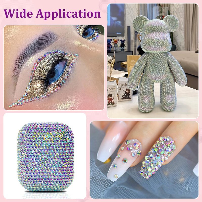 Regine Switzerland 25000Pcs Resin Rhinestones - AB Mixed Sizes 2-6mm Flatback Gems for DIY Crafts