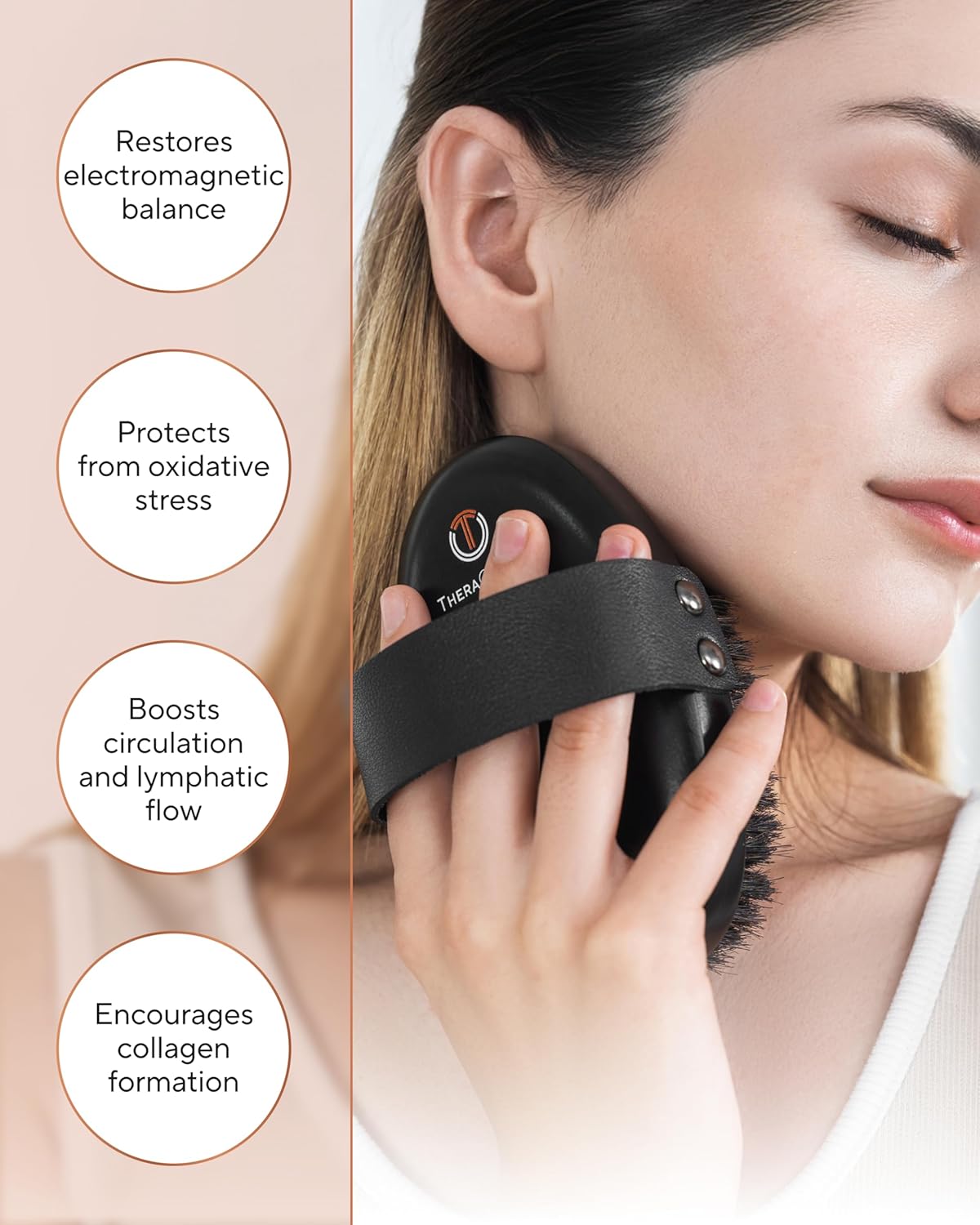 TheraCopper Copper Body Brush - Ionic Dry Brushing for Lymphatic Drainage & Radiant Skin | Natural Copper Bristles