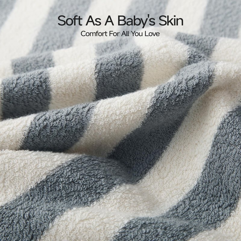 REDKISS Striped Hand Towels for Bathroom, Kitchen Decor, Guest Use, Kids & Adults, 100% Cotton, 12” x 28”, 2 Pack
