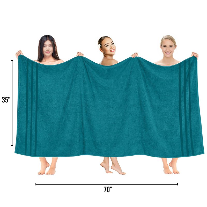 RIVERSIDE Pack of 2 Extra Large Bath Sheets 35 x 70 Inches, 100% Ring Spun Cotton, Hotel Quality, Oversized Bath Towels for Adults, Soft, Highly Absorbent & Quicker to Dry, Teal