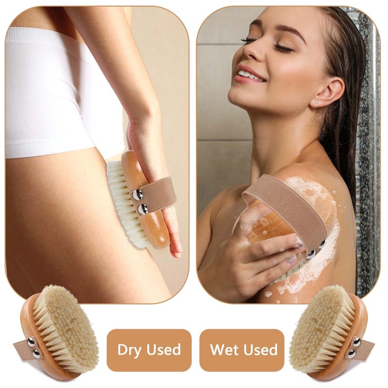 OWIIZI Dry Brushing Body Brush with Soft Vegan Bristles Antiskid Wooden Exfoliator Bath Scrubber for Wet or Dry Exfoliating,Body Scrub Deep Cleanse