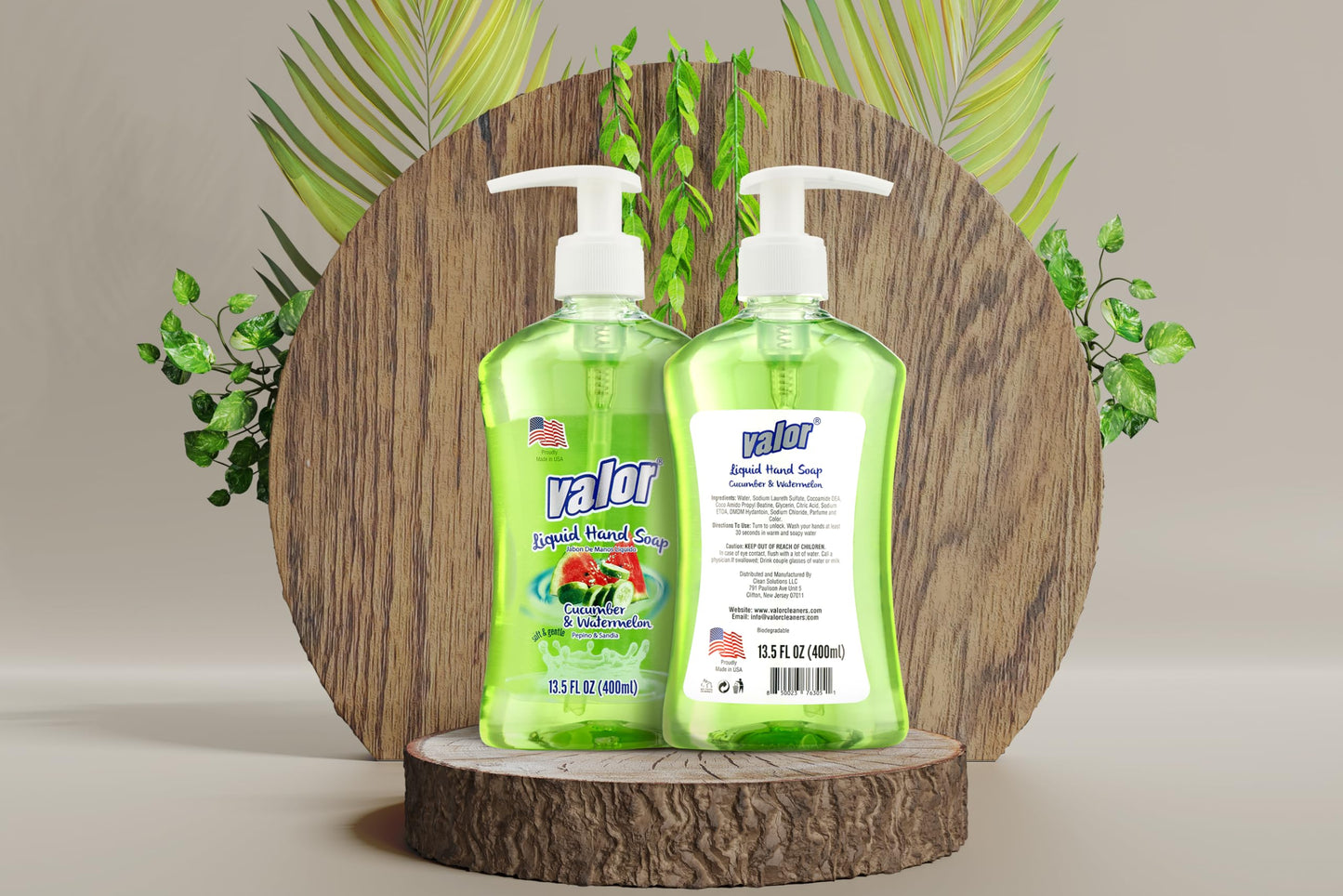 Valor Moisturizing Liquid Hand Soap, |Hand soap| Suitable for All Skin Types, Delightful Cucumber & Watermelon Scent, 13.5 Fluid Ounces (Pack of 6)