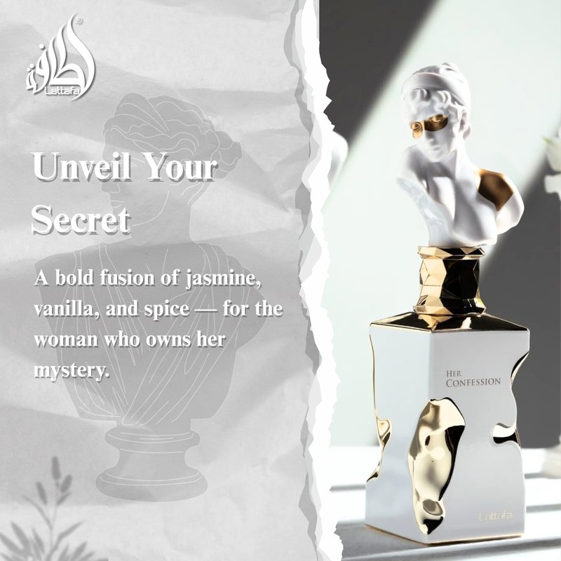 Lattafa Her Confession - Vanilla, Floral, Amber, Musk - Eau de Parfum Long-Lasting Fragrance for Women, 3.40 Ounce / 100 ml