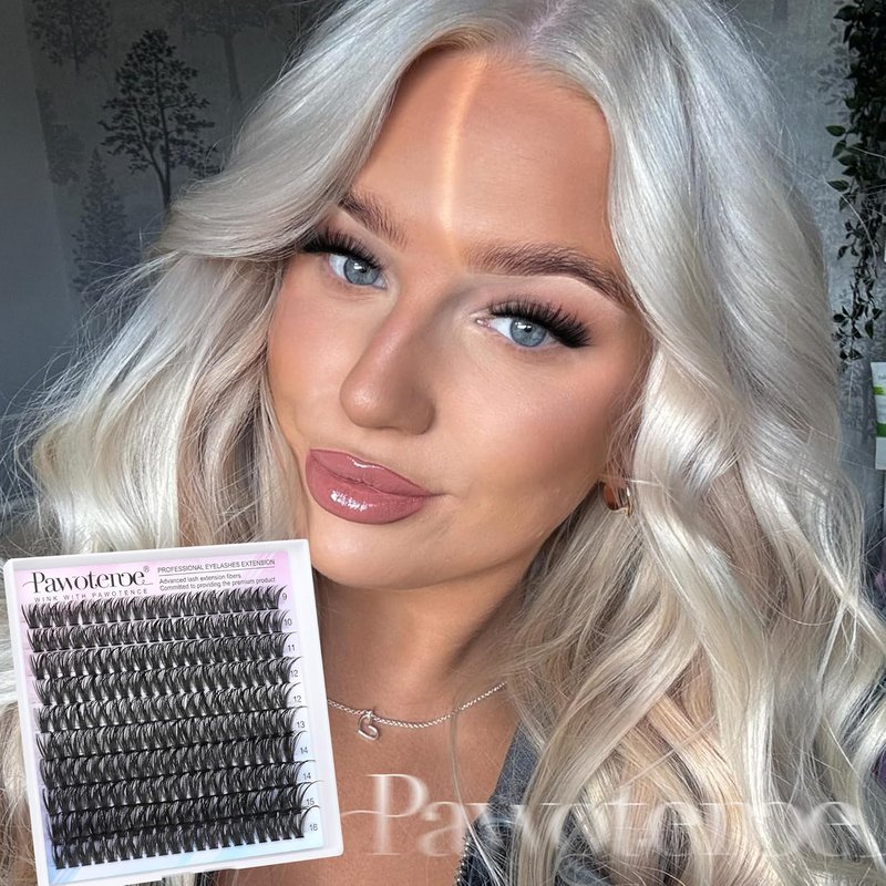 Pawotence Lash Clusters - 200pcs 50D Individual Eyelash Extensions | Self-Application 9-16mm