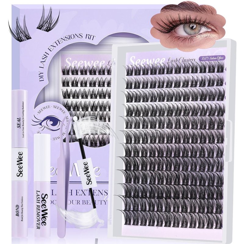 S2 Lash Kit - Wispy Lash Clusters 10-18mm D Curl - 144pcs DIY Individual Natural Eyelash Extensions