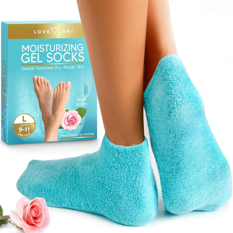 Moisturizing Socks for Women - Vitamin E & Jojoba Oil Infused Gel Foot Care | Size 9-11