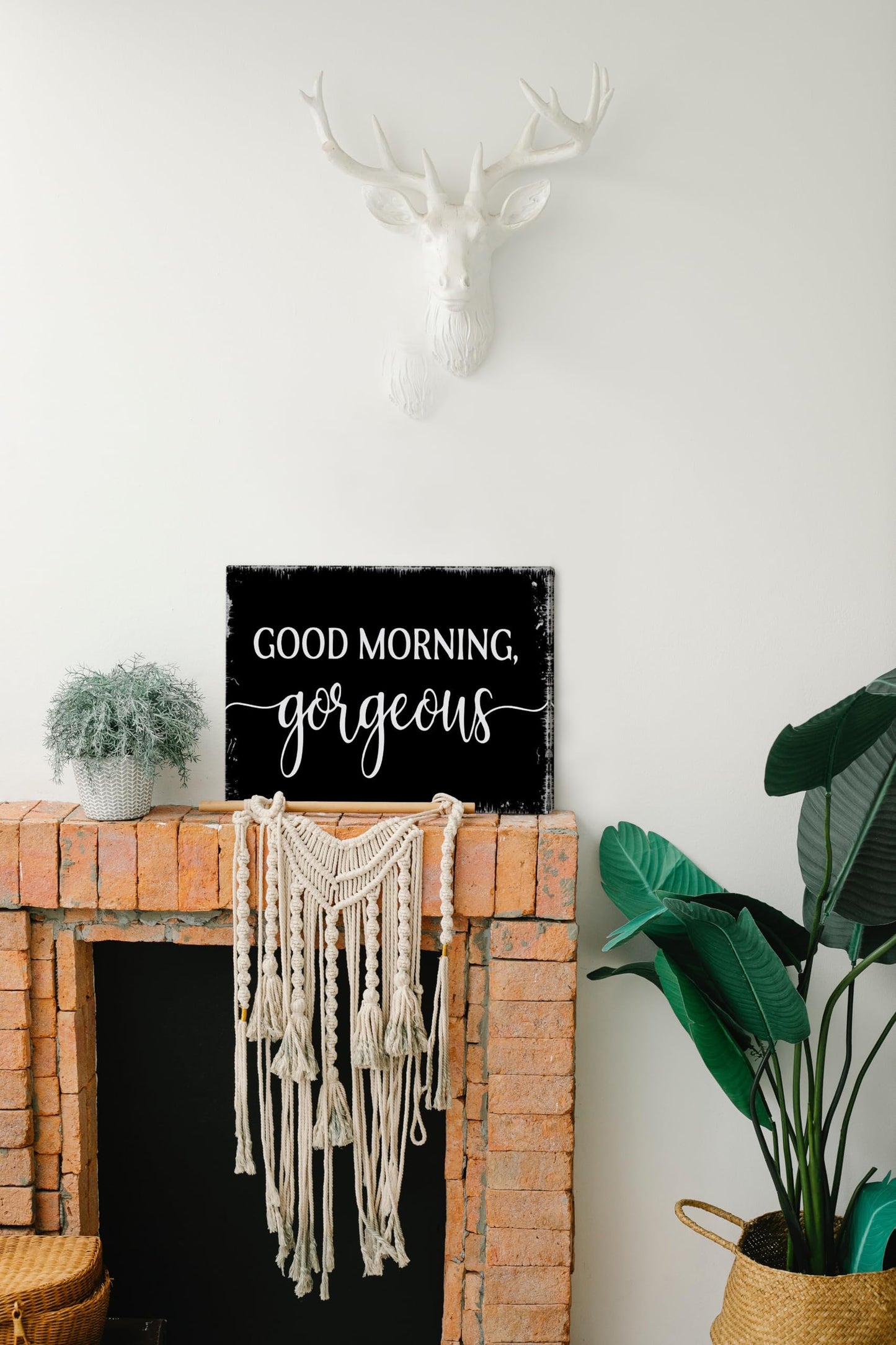Tizzer Hello Gorgeous Master Bedroom Wall Decor Set of 2, Romantic Farmhouse Couples Bedroom Wall Art Decor, Anniversary Engagement Paintings Prints Gifts for Living Room Home, 11x14 inch- Black