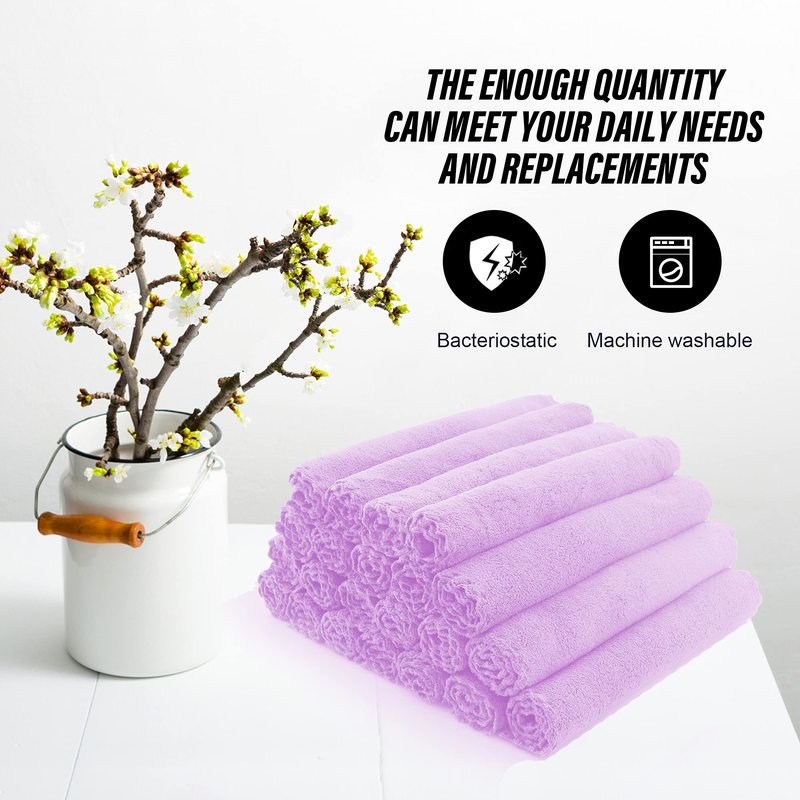 MOONQUEEN Ultra Soft Premium Washcloths Set - 12 x 12 inches - 24 Pack - Quick Drying - Highly Absorbent Coral Velvet Bathroom Wash Clothes - Use as Bath, Spa, Facial, Fingertip Towel (Purple)