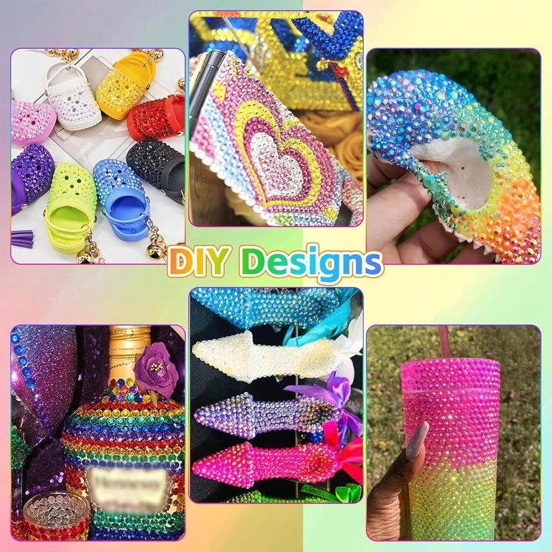 Skiennix 32000 Pcs Rhinestones Bedazzling Kit - Colorful 3mm Flatback Resin Gems for DIY Crafts