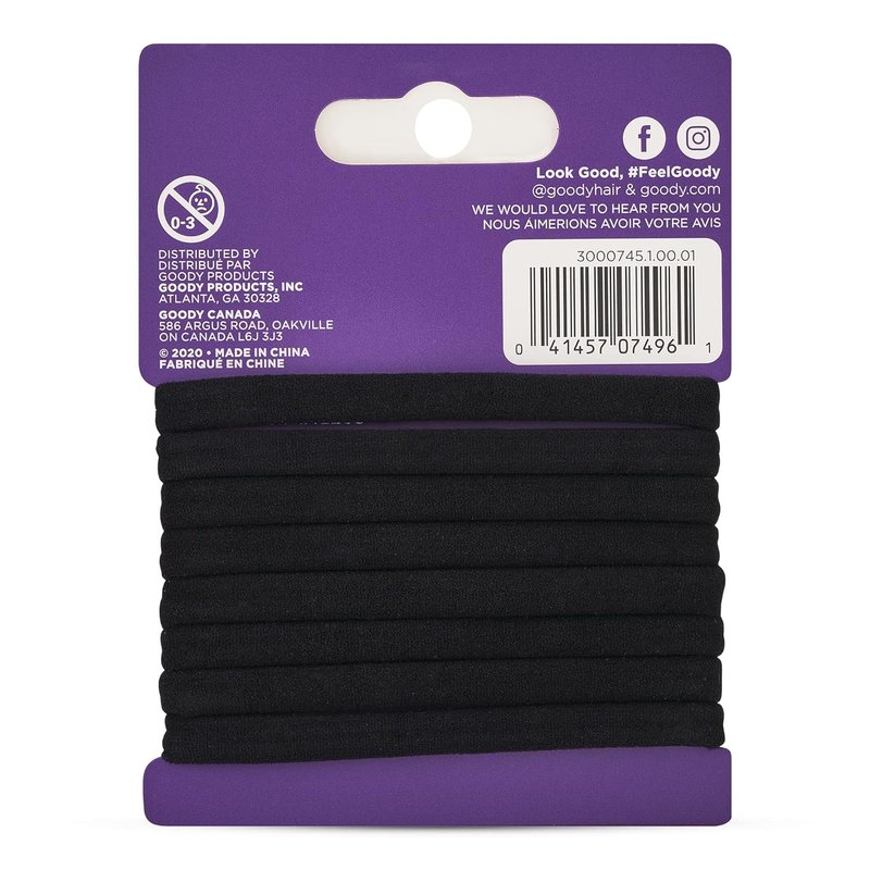 Goody Ouchless Hair Elastics - 8 Ct Black | Damage-Free Gentle Hold for All Hair Types