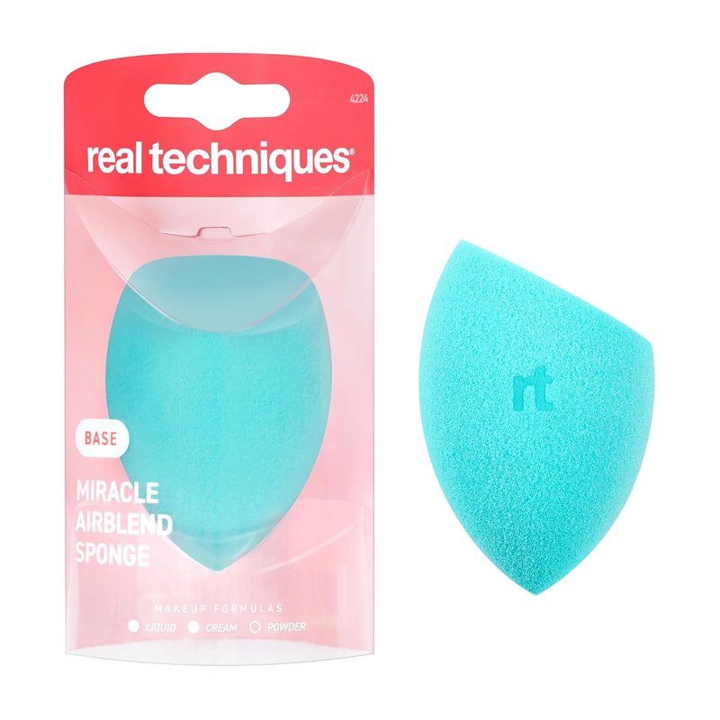 Real Techniques Miracle Airblend Sponge - Matte Makeup Blending Sponge for Liquid & Cream Products, Latex-Free, 1 Count