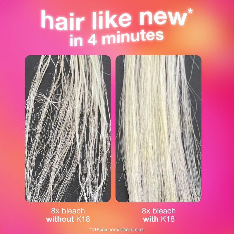 K18 Leave-In Molecular Repair Hair Mask, Patented, Lasting Repair For Dry, Frizzy, Damaged Hair, Reverse Damage In 4 Minutes From Bleach, Color, Chemical Services + Heat (50 ml / 1.7 fl oz)