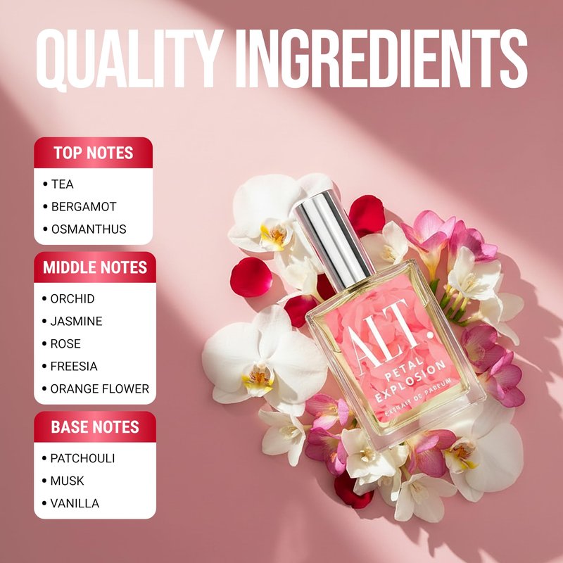 ALT. FRAGRANCES Petal Explosion - Inspired by Flowerbomb Perfume for Women, Extrait de Parfum, Long Lasting Floral Signature Luxury Women’s Fragrance, 60ml