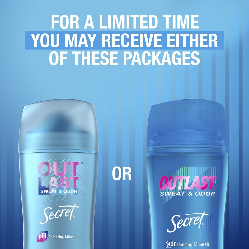 Secret Outlast Antiperspirant Deodorant for Women, 72hr Sweat & Odor Protection, PH Balancing Minerals, Invisible Solid, Completely Clean Scent, 2.6 oz (Pack of 4)