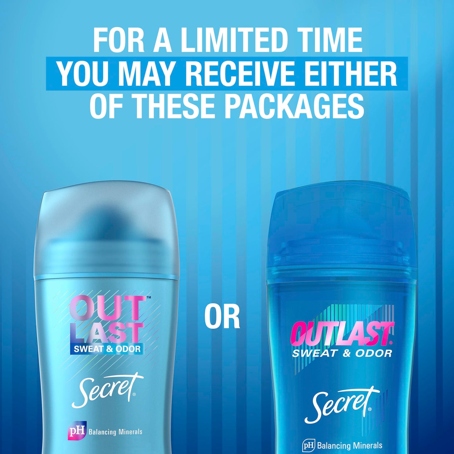 Secret Outlast Antiperspirant Deodorant for Women, 72hr Sweat & Odor Protection, PH Balancing Minerals, Invisible Solid, Completely Clean Scent, 2.6 oz