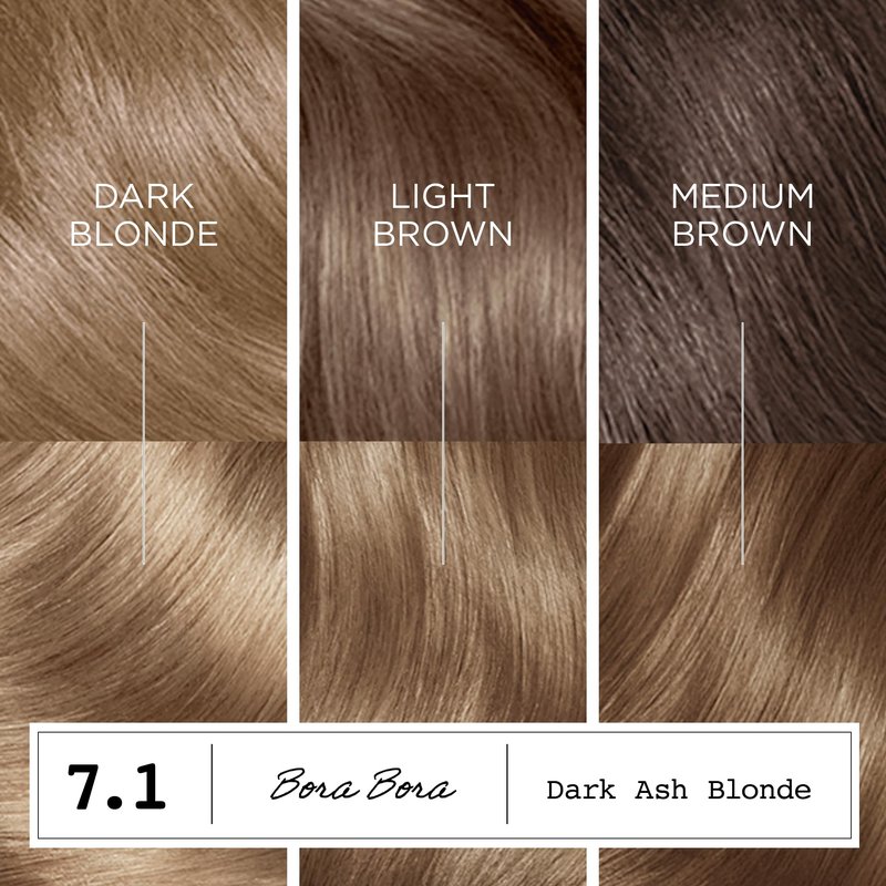 Clairol ColorStrong Permanent Hair Dye, Ammonia‑Free, PPD‑Free, 100% Gray Coverage with Bonding System, 7.1 Dark Ash Blonde - Bora Bora Hair Color, Pack of 1