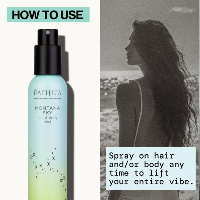 Pacifica Hair Mist Perfume & Full Body Spray for Women - Montana Sky Body Mist Fragrance w/Cedarwood, Elderflower, Black Pepper, Sage & Sandalwood Clean Beauty Alcohol-Free, Vegan & Cruelty-Free 5 oz