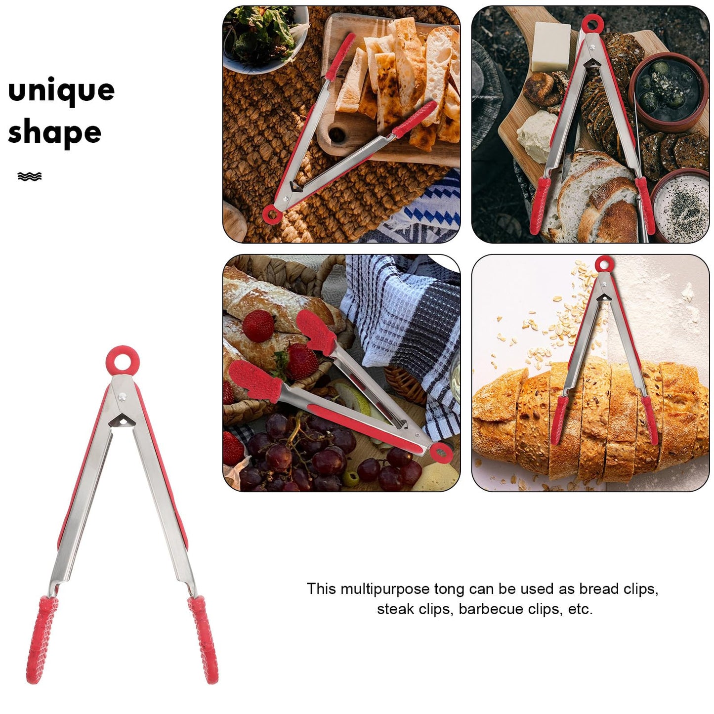 Hemoton Christmas Silicone Tongs,Kitchen Tongs for Cooking Non Stick Cooking Kitchen with Silicone Tips Stainless Steel Food Serving for Grill, Baking,Salad,BBQ,for Xmas Party