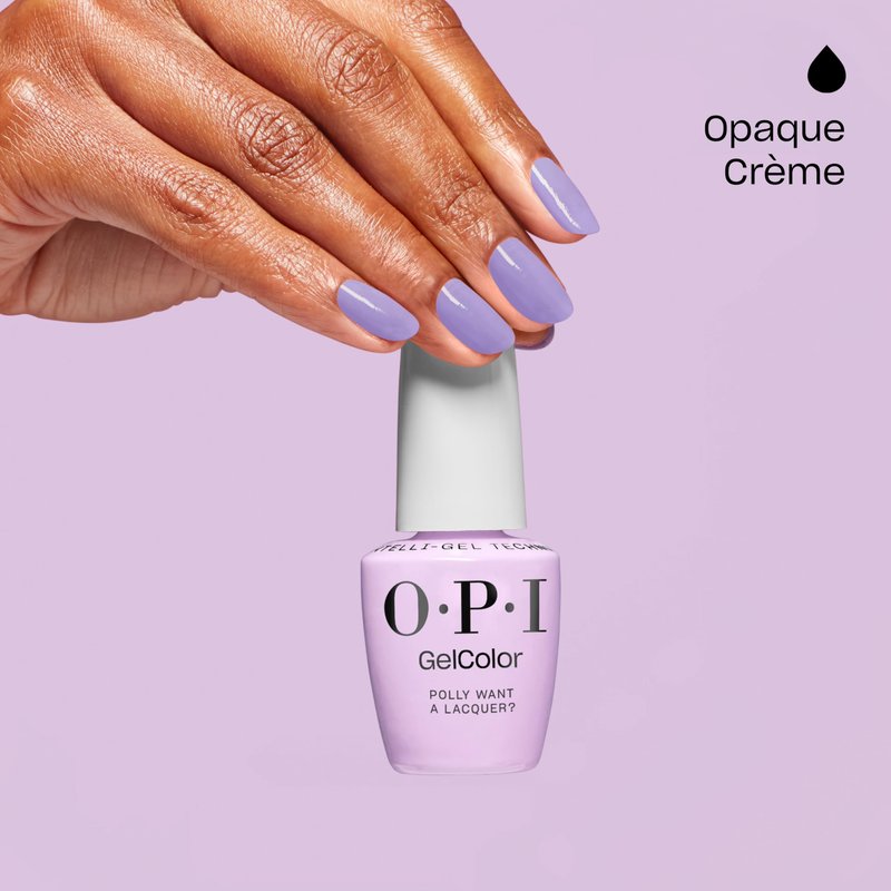 OPI GelColor Polly Want a Lacquer? | Opaque Light Purple Crème LED Cure Gel Nail Polish | Salon-Quality Shine, Long-Lasting Wear | Vegan & HEMA Free | 0.5 Fl Oz