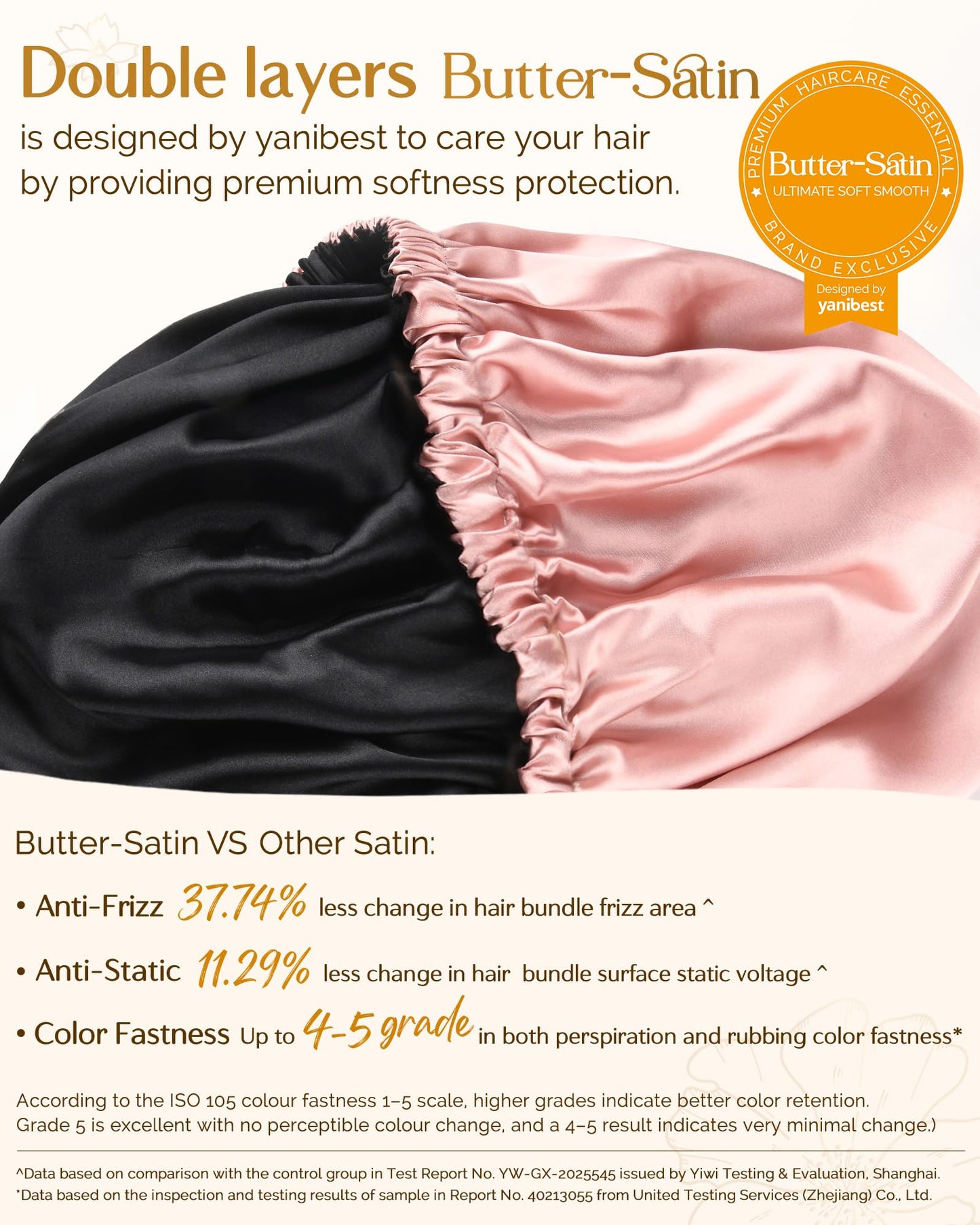 YANIBEST Adjustable Satin Bonnet Double Layer Hair Bonnet for Sleeping Bonnets for Women Hats Curly Natural Hair, Blush Pink