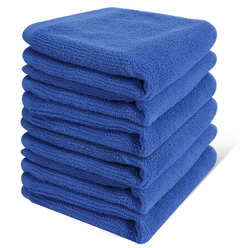 Keith Lun 6 Pack 100% Cotton Wash Cloth, 12x12Inch Highly Absorbent and Soft Feel Fingertip Towels, Machine Washable Washcloths for Bathroom, Gym, Hotel, Spa and Kitchen, Blue