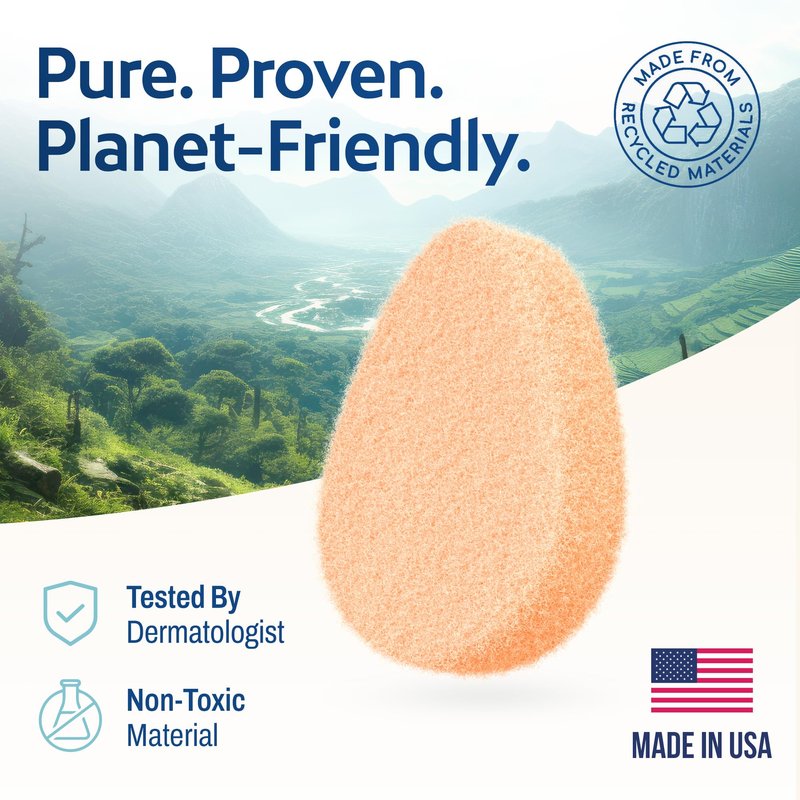 HartFelt 2ct Tear Drop Gentle Face Scrubber for Women | Reusable Facial Sponges for Daily Cleansing | Facial Exfoliating Pads for Removing Dead Skin, Dirt & Makeup | Made in USA