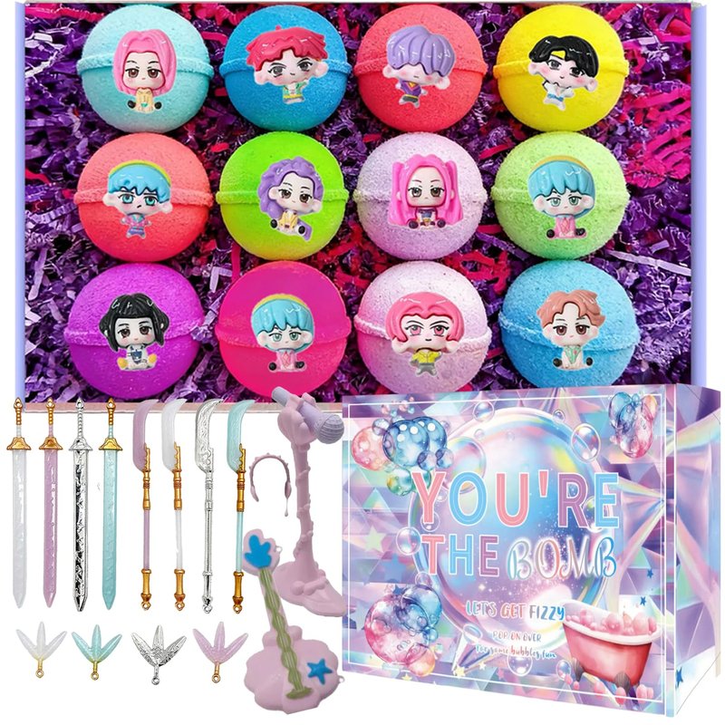 Bath Bomb with Surprise Inside, 12Pcs Bath Bombs with Mini Cosplay Pretend Playset, Organic Natural Essential Oils Fun Bubble, Ideal Easter Birthday Christmas Gifts