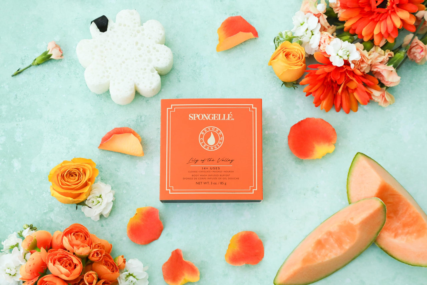 Spongellé Lily of The Valley Wild Flower Bath Sponge with Box for Mothers Day Gift | Built-in Body Wash & Body Scrubber, Shower Loofah Sponge for Women | 14+ uses