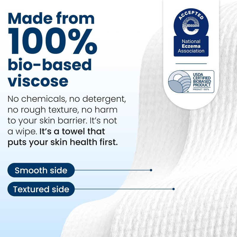Clean Skin Club Clean Towels XL®, Travel Pack 100% USDA Biobased Disposable Face Towel, Eczema Association Accepted,Dry Wipes, TSA-Approved Travel Essential, 1 Pack, 10 ct Total