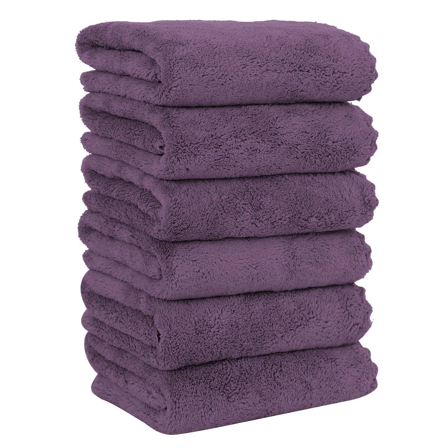 MOONQUEEN 6 Pack Premium Hand Towels - Quick Drying - Microfiber Coral Velvet Highly Absorbent Towels - Multipurpose Use as Hotel, Bathroom, Shower, Spa, Hand Towel 16 x 28 inches (Plum)